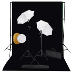 Fotostuudiokomplekt lambid, vihmavari, taustapilt ja reflektor