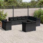 12-osaline aiadiivani komplekt patjadega, must, pol&uuml;rotang