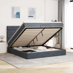 Ottomani voodiraam madratsitega, tumehall, 200x200 cm, samet