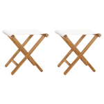 Kokkupandavad toolid, 2 tk, tiikpuu ja kangas, kreemjas