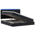 Led-iga voodiraam koos madratsiga must 200 x 200 cm samet
