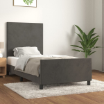 Voodiraam ilma madratsita, tumehall, 90x200 cm, samet