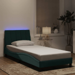 Voodiraam led ilma madratsita hanko, tumeroheline, 90x200 cm, samet