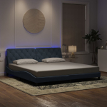 Voodiraam led-iga ilma madratsita, tumehall, 200x200 cm, samet