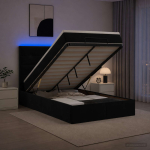 Ottomani voodi madratsi ja led-idega must 120 x 190 cm samet