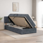 Laos voodi peaga tumehall 90 x 200 cm samet