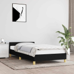 Voodiraam peatsiga ilma madratsita must 90x200 cm kangas