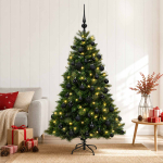 Kunstkuusk koos j&otilde;ulukuuliga 120 cm 150 led-i soe valge