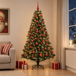 Tehisj&otilde;ulukuusk koos kaunistustega 210 cm 300 led-i soe valge