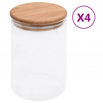 Klaasist s&auml;ilituspurgid, bambusest kaanega, 4 tk, 800 ml