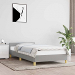 Voodiraam ilma madratsita, helehall, 90x200 cm, kangas