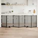 Kokkupandav koerav&auml;rav uksega, 6 paneeli, must 300 cm, nulupuit