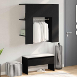 Esiku kapp riiuliga must tamm 97,5 x 37 x 99 cm tehispuit