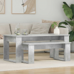Kohvilauda komplekt 2 pcs betoonhall tehispuit