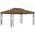 Varjualune, topeltkatusega, 3 x 4 m, pruunikashall, 180 g/m&sup2;