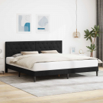 Voodi raam peaga must 200 x 200 cm samet