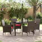 Lauda ja toolide komplekt padjaga 5 pcs pruun pe rattan