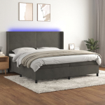 Kontinentaalvoodi madrats ja led, tumehall, 200x200 cm, samet