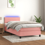 Kontinentaalvoodi madrats, led, roosa, 90x200 cm, samet