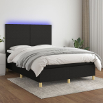 Kontinentaalvoodi madrats ja led, must, 140x200 cm, kangas