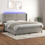 Kontinentaalvoodi madrats ja led, helehall, 200x200 cm, samet