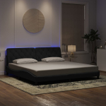 Voodiraam led-iga ilma madratsita, must, 200 x 200 cm