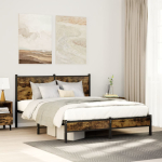 Metallist voodiraam ilma madratsita suitsutatud tamm 150x200 cm