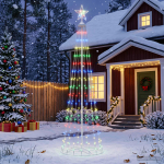 Led-koonusj&otilde;ulupuu 180 cm 250 led-i mitmev&auml;rviline teras valge