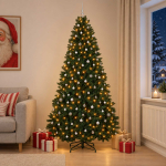 Tumeroheline kunstj&otilde;ulupuu kuuseehetega 300 cm 600 led-i