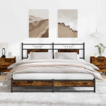 Metallist voodiraam ilma madratsita suitsutatud tamm 180x200 cm