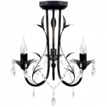 Must metallist l&uuml;hter kristallhelmestega, 3 x e14 pirni