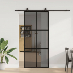 L&uuml;kanduks riistvara komplektiga must 90x205 cm karastatud klaas