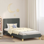 Laste voodiraam peatoega peaga tumehall 90 x 190 cm kangas