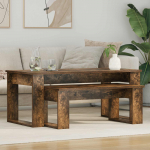 Kohvilauda komplekt 2 pcs suitsetatud tamm tehispuit