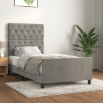 Voodiraam ilma madratsita, helehall, 80x200 cm, samet