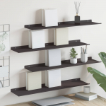 Seinariiul riiuliga ladustamisega 4 pcs must 80 x 18 x 2,5 cm