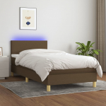 Kontinentaalvoodi madrats ja led, tumepruun, 90x190 cm, kangas
