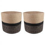 Taimepoti komplekt 2 pcs naturaalne ja must &oslash; 28 x 28 cm