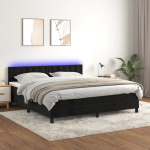 Kontinentaalvoodi madrats ja led, must, 160x200 cm, samet
