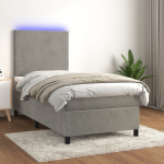 Kontinentaalvoodi madrats ja led, helehall, 80x200 cm, samet