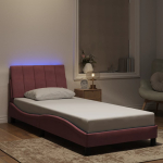 Voodiraam led ilma madratsita hanko, roosa, 90x200 cm, samet