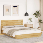 Voodiraam peatsiga ilma madratsita 150x200 cm t&auml;ispuidust tamm