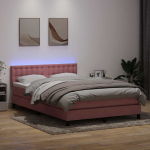Kontinentaalvoodi madrats ja led roosa 140x220 cm samet