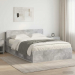 Voodiraam ladustamisega peaga betoonhall 140 x 190 cm tehispuit