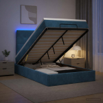 Ottomani voodi madratsi ja led-idega tumesinine 120 x 190 cm
