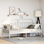Voodiraam valge 107 x 203 cm pulberv&auml;rvitud teras