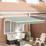 Kokkuvolditav varikatus roheline ja valge 350 x 250 cm