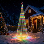 Led j&otilde;ulupuu 400 cm 1028 led-i mitmev&auml;rviline teras must