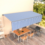 Automaatne varikatus rulooga, 6 x 3 m, sinine/valge