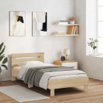 Voodiraam peatsiga, sonoma tamm, 100 x 200 cm, tehispuit